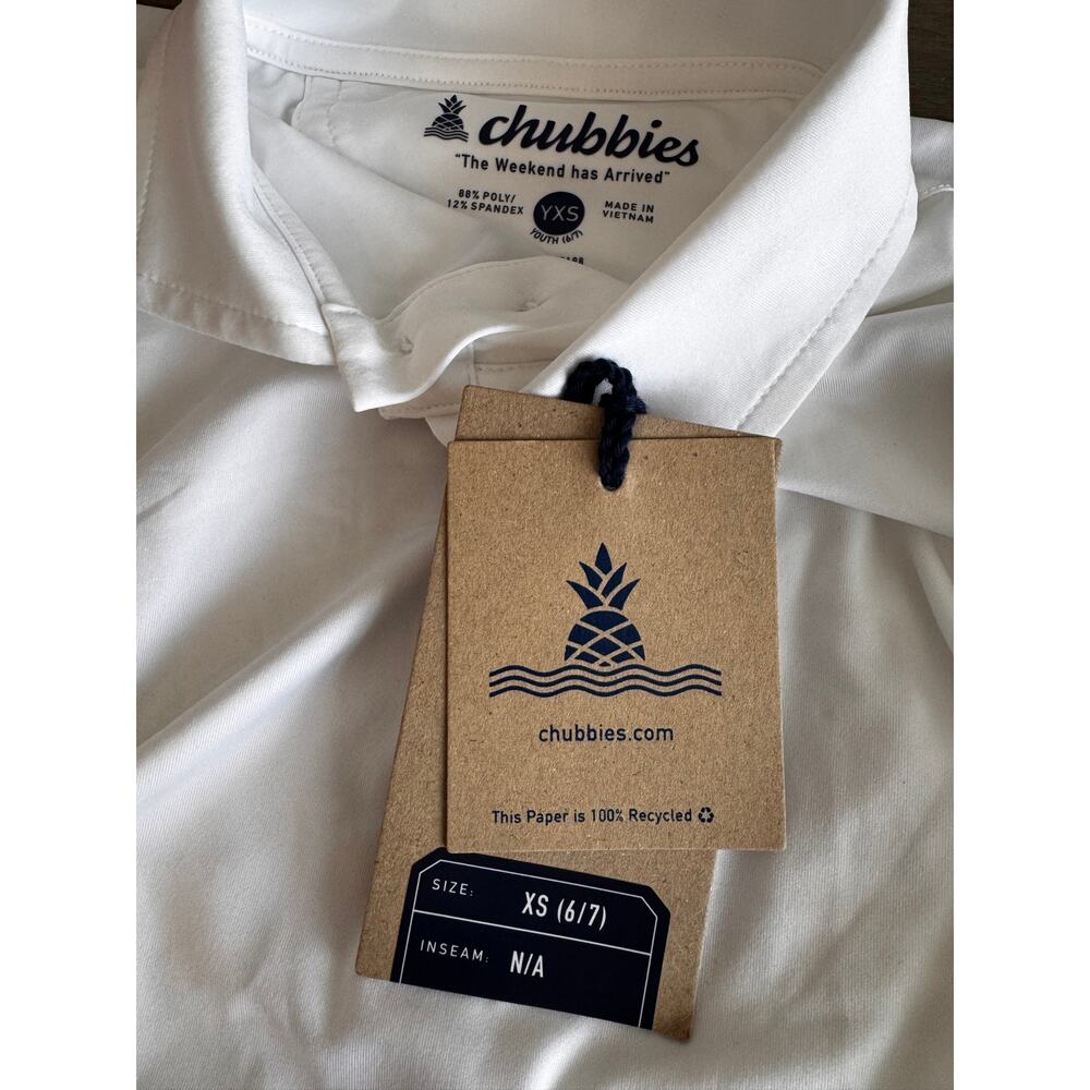 Nwt CHUBBIES Boys White The Vanna Performance Polo Shirt Youth XS 6/7 - Picture 6 of 7